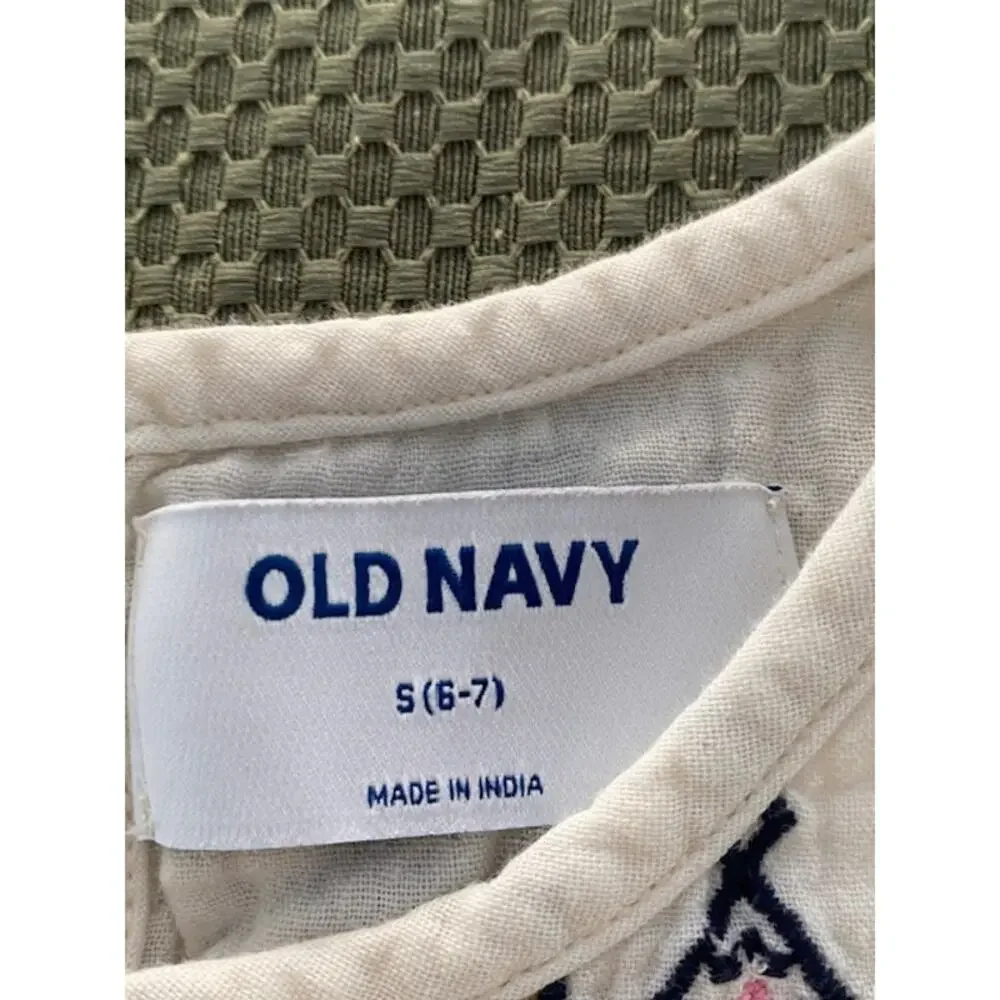 Old Navy Girls S 6-7 White Cotton Embroidered Sundress Flutter Sleeve Boho